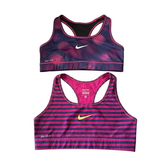 Nike Other - NIKE Lot of 2 Racerback  Sports Bras in Pink / Purple Striped Size Small